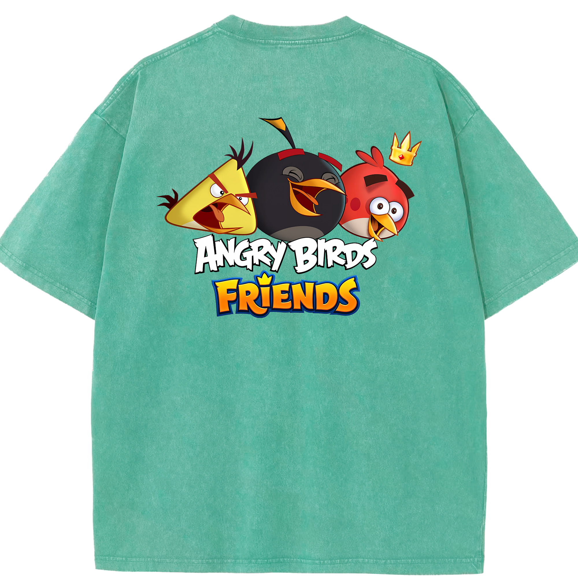 （画像用） Angry Birds アングリーバード 綿100% ヴィンテージ風 半袖Tシャツ（背面プリント）